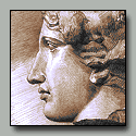 Drawing of marble profile of Dionysos