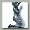 Drawing of sleek bronze female form