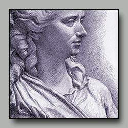 Drawing of terracotta portrait of an aristocratic French woman
